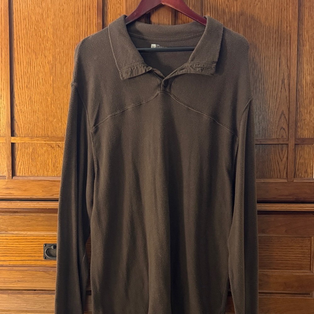 GAP Men’s Brown Long Sleeve Sweater Classic Fit Polo Y2K style oversized